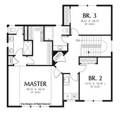 the floor plan for a two story house with an upstairs bedroom and living room area