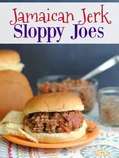 a plate with a sloppy joe sandwich on it