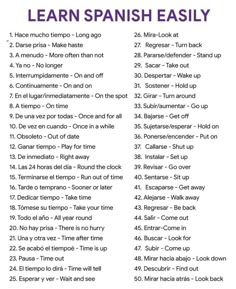 the spanish words and phrases for learning how to use them in english or spanish language