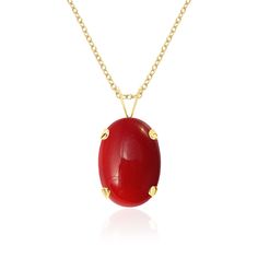 Embrace the stunning beauty of red coral necklace, a perfect 35th Anniversary jewelry gift. This exquisite pendant features a AAA quality 14x10 mm oval-shaped dyed red bamboo coral gem, meticulously hand-selected for its rich fiery color and unique organic texture. Prong set in your choice of metal - 14K solid yellow gold / sterling silver / 14K gold filled. Select chain length for a custom fit. PRODUCT INFORMATION -  METAL: Choice of the following metal options:    - 14K Solid Yellow Gold (Stam Red Bamboo, Red Coral Necklace, Bamboo Coral, Usa Jewelry, Coral Pendant, 35th Anniversary, Anniversary Jewelry, Coral Jewelry, Coral Necklace