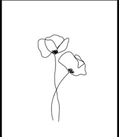 a black and white drawing of two flowers