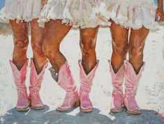 Add a touch of vintage flair to your living space with our digital art print of an original oil painting, featuring elegant women's legs adorned in pink cowboy boots and white dresses. This artwork captures the whimsical yet bold spirit of vintage fashion, making it an ideal statement piece for any room. Each print is meticulously reproduced to capture the rich textures and vibrant colors of the original painting, ensuring that you receive a piece of art that is as close to the hand-painted orig Painting Of Cowboy Boots, Legs Illustration, Cowgirl Boots Painting, Cowgirl Boots Illustration, Cowgirl Boot Painting Canvas, Cowboy Boot Art, Cowgirl Boots Art, Cowgirl Boots Art Print, Boots Art