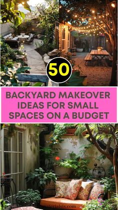 Backyard makeover ideas for small spaces on a budget, featuring cozy seating and string lights. Ideas For Small Backyard Spaces, Outside Oasis Backyards, Small Yard Design Backyards, Gazebo Small Backyard, Backyard Seating Area Budget, Outside Reading Area, Making A Backyard Private, Dyi Backyard Ideas On A Budget Landscaping Small Spaces, Small Backyard Ideas On A Budget Easy