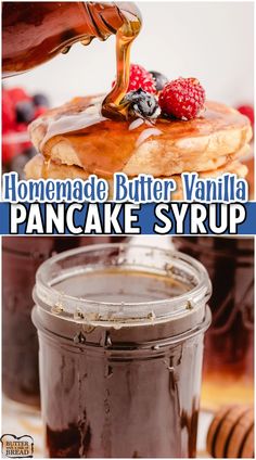 homemade butter vanilla pancake syrup recipe in a jar