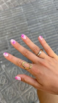 Spring Break Nails 2024 Short, Almond Nail Ideas Summer, Short Star Nails, Really Short Nails Ideas, Pink Star Nails, Really Short Nails, Ruby Nails, Teen Nails, Spring Break Nails