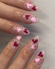 Heart Nails, Fire Nails, Pretty Acrylic Nails, Chic Nails, Valentine's Day Nails, Best Acrylic Nails, Valentines Nails, Nails Acrylic, Cute Acrylic Nails