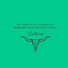 a green background with an image of a bull's head and the words, i mean