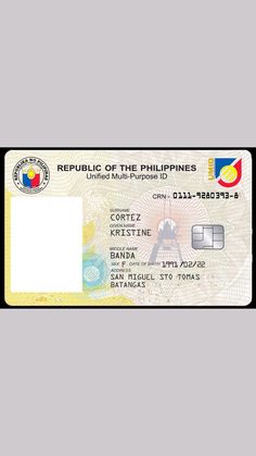 the philippines visa card is shown in black and white, with an image of a bird on