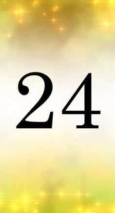 the number twenty four is shown in black on a yellow and green boke background