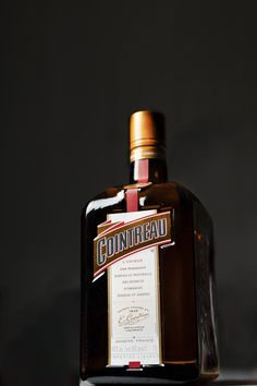 a bottle of conirreau sitting on top of a table