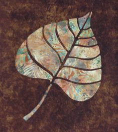 a painting of a leaf on a brown background