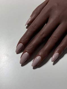 Acrylic Nails Dark Skin, Pink Nails Dark Skin, Nails On Dark Skin Hands, Dusty Pink Nails, Biab Nails, Neutral Pink, Nail Time, Pink Gel