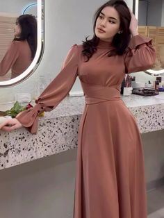 Hi My Friends If you feel boring so visit my website for entertaining Modest Couple, Simple Maxi Dress, Simple Maxi, Maxi Design, Tie Waist Dress, Flowing Skirt, Bishop Sleeve, Formal Looks