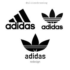 the adidas logo is shown in black and white, with three different colors on it