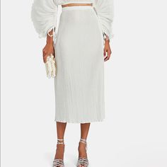 Brand New Never Before Worn Cult Gaia Pliss Skirt In Size Xs. Elegant Pencil Skirt For Brunch, Elegant Pleated Skirt For Brunch, White Midi Skirt For Evening, White Evening Midi Skirt, White Elegant Maxi Skirt For Brunch, Elegant Pleated Bottoms For Brunch, Elegant White Maxi Skirt For Brunch, White Midi Pencil Skirt For Party, White Lined Skirt Bottoms For Evening