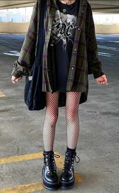 Grunge Fits, Alt Outfits, Rock Outfit, Looks Black, Punk Outfits, Mode Inspo