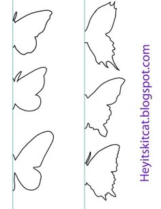 the cut outs for butterfly shapes are shown in three different sizes, with each one being drawn