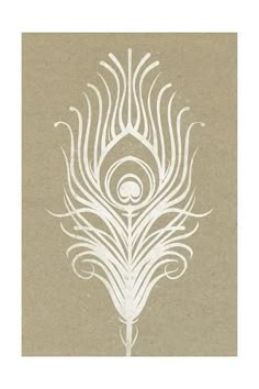 a drawing of a white peacock on brown paper