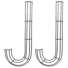 two black metal hooks on a white background