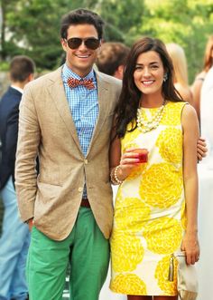 Couple Cocktail Outfits, Derby Couple Outfits, Women’s Country Club Attire, Country Club Engagement Photos, Polo Couple, Southern Preppy Outfits Men, Lesley Evers, Nantucket Fashion, Preppy Couple