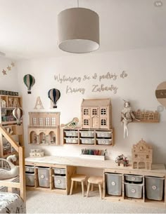 a child's room with toys and decor