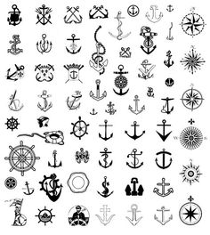 an image of various anchor symbols in black and white, all on one side of the screen