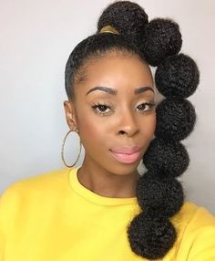 ponytail high hairstyles girls women puffy braid hair african updo afro bubble natural ponytails hairstyle styles girl american side gorgeous Afro Look, Natural Ponytail, Natural Hair Ponytail, Afro Ponytail, Dunner Wordend Haar, High Ponytail Hairstyles, Bubble Ponytail