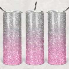 Pink & Silver Glitter Ombre Sublimation Tumbler Straight Skinny - Designodeal Ebook Business, Sublimation Images, Glitter Ombre, Pink Sparkle, Stainless Steel Straws, Water Glasses, Reusable Straw, Tumbler Design, Business Plan