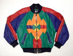 VTG Winlit Leather Jacket Multi-Color Block Adult Small Bomber 90's Hip Hop #Winlit 90's Hip Hop, Leather Jacket Zipper, Black Leather Jacket Men, Black Leather Motorcycle Jacket, Mens Leather Coats, New York Mens, Color Block Jacket, Fresh Prince, Men's Leather Jacket