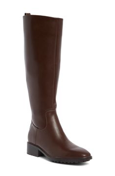 A tapered square toe and stacked heel balance a versatile boot shaped in a knee-high silhouette for timeless appeal. 1 1/2" heel 14 1/4" shaft; 16" calf circumference Side zip closure Synthetic upper/textile and synthetic lining/synthetic sole Imported Ireland Fits, Business Fits, Fall Wishlist, Tapered Square, Shoe Inspo, Beautiful Soul, Christmas Wishlist, Shoes Shoes, Stacked Heel