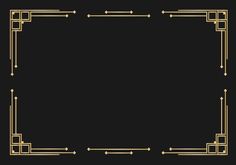 an art deco style frame in gold and black with lines on the edges, set against a dark background