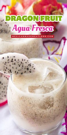 dragonfruit agua fresca in a glass on a white tablecloth