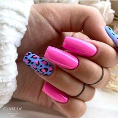 June Nail Designs, Pink Leopard Nails, Pink Bling Nails, Leopard Nail Designs, Cheetah Nail Designs, Cheetah Print Nails, Cheetah Nails, Leopard Print Nails