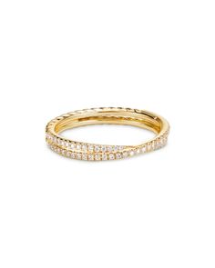 David Yurman 18K Yellow Gold Dy Crossover Micro Pave Band Ring Micro Pave Band, Bridal Anklet, Micro Pave Ring, Pave Band, Gold Band Ring, Pave Ring, Gold Wedding Band, Micro Pave, David Yurman