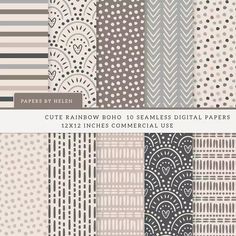 a set of 12 seamless digital paper patterns