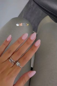 nail inspo, almond pink nails, almond nails, acrylic nails, pink nails, baby pink nails Milky Pink Nails, Paznokcie Hello Kitty, Kutek Disney, Milky Pink, Baby Pink Nails, Milky Nails, Summery Nails, Basic Nails