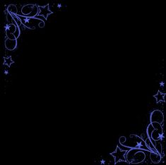 a black background with blue stars and swirls on the corner, as well as an empty space for text