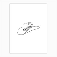 a black and white drawing of a cowboy hat