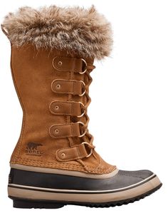 Please Note: Shoes may not ship in original box Face frigid temps and snowy weather in comfort and style with the classic SOREL® Joan of Arctic waterproof winter boots. Sizing tip: Runs true to size. WEATHER-READY PERFORMANCE: Seam-sealed waterproof construction wards off wetness and snow Comfort rating: Down to -25°F/-32°C DESIGN: Full-grain leather and suede upper gives a classic look Removable 6mm recycled felt InnerBoot can be cleaned as needed 2.5mm bonded felt frost plug midsole provides insulation Handcrafted waterproof vulcanized rubber shell with herringbone outsole ensures stability and grip ADDITIONAL DETAILS: Shaft height: 12'' / 30.5 cm Weight: 31 oz / 874 g Sorel Boots Womens, Sorel Winter Boots, Sorel Joan Of Arctic, Sorel Joan, Sorel Boots, Winter Shoes For Women, Sorel Winter, Waterproof Winter Boots, Outdoor Boots