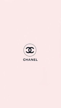 the chanel logo is shown in black and white on a pink background with lines