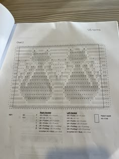 a cross stitch pattern on top of a white piece of paper with words and numbers