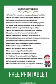 the christmas movie trivia questions for kids to use in their classroom or playroom