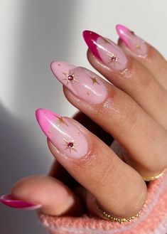 Pink Stiletto Nails, Pink Manicure, Nagel Tips, Manicure Diy, Flower Nail Designs, Her Nails, Fake Nails With Glue, Birthday Nails, Stick On Nails