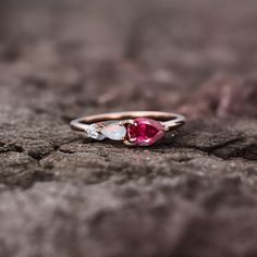 a close up of a ring on a rock