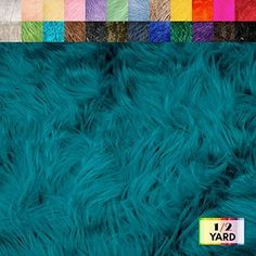 an assortment of different colors of faux fur on a white background with the words 1 / 2 yard written below it