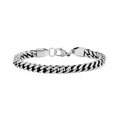 Men's Stainless Steel Franco Chain Bracelet Made of durable stainless steel, this handsome Franco link chain bracelet will give him a polished, stylish edge for many years to come.       Measures approx. 8-1/2"L x 1/4"W x 1/4"H     Made of stainless steel     Lobster claw clasp Fits Summer, Link Chain Bracelet, Mens Jewelry Bracelet, Summer Fits, Link Chain, Lobster Claw, Bracelet Making, Chain Bracelet, Bracelets For Men