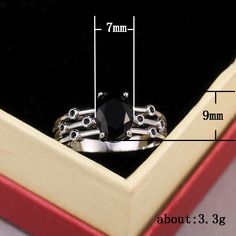 Style: Europe and America Color: Black F174 Black Metal Jewelry For Anniversary, Black Metal Rings For Gift, Black Metal Rings For Gifts, Gothic Black Crystal Promise Ring, Gothic Black Formal Ring, Elegant Black Metal Rings, Black Metal Crystal Round Ring, Black Metal Ring Jewelry As A Gift, Black Metal Ring Jewelry Gift