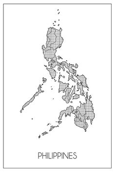 the philippines map in black and white with text that reads,'philippiness '