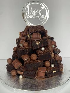 a cake made to look like a pile of brownies