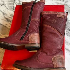 All Leather, Dark Red/ Bordeaux , Sturdy Soles , Hand Stitched Fire Kingdom, Kickers Shoes, Kickers Boots, Shoes Girl, Red Boots, Dream Style, Knee High Leather Boots, Christmas List, Hand Stitched